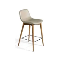 chaise haute similicuir et pieds bois frêne massif pandora - lot de 2-couleur aqua 23 chocolat