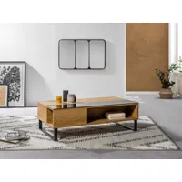 bobochic table basse avec plateau relevable azea imitation chêne et noir