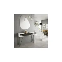 console + miroir bois blanc-bois noir - soldia - l 110 x l 29 x h 77.6 cm - neuf