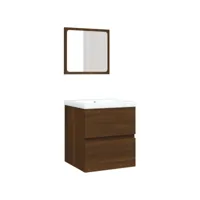 armoire de salle de bain bassin et miroir, meuble de rangement, placard de rangement toilettes chêne marron jax55270 meuble pro