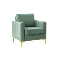 fauteuil club en velours fauteuil moderne avec pieds en acier doré fauteuil de loisir barrel du milieu du siècle fauteuil de lecture confortable, vert