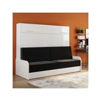 armoire lit escamotable vertigo sofa accoudoirs façade blanc brillant canapé anthracite 160*200 cm 20100991082