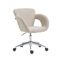 fauteuil de bureau sur roulettes en tissu crème structure métal chromé bur10702
