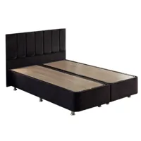 ensemble tête de lit et cadre de lit avec coffre de rangement rika-couchage 140x190 cm