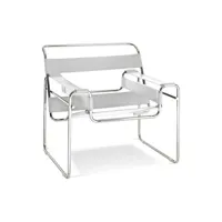 chaise longue - cuir et métal - ivan blanc