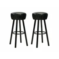 lot de deux tabourets de bar design chaise siège synthétique noir helloshop26 1202106