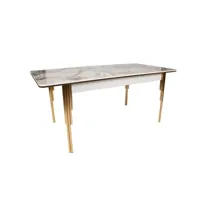 table salle à manger extensible diallo effet marbre blanc et métal or