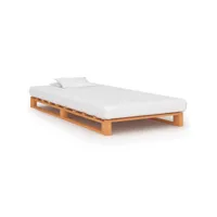cadre de lit de palette marron bois de pin massif 100 x 200 cm