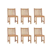 chaises de jardin 6 pièces avec coussins bois de teck massif