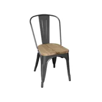 chaises en acier avec assise en bois gris métallisé - lot de 4 - bolero -  - acier galvanisé et en frêne 445x520x855mm