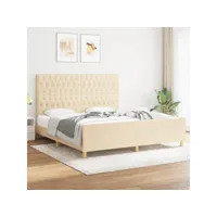cadre de lit avec tête de lit crème 180 x 200 cm tissu