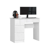 mir - bureau informatique style moderne - 90x77x50 - 4 tiroirs spacieux - blanc