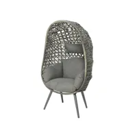 fauteuil de jardin sur pieds œuf de jardin en résine tressée gris clair palermo - jardideco