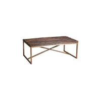 table basse en acier cuivré et bois massif