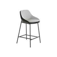 chaise haute tissu et cuir éco et pieds acier pino - lot de 2-couleur aqua 18 taupe foncé