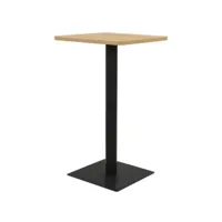 table haute de bar bois chêne clair et pieds métal noir riner 70cm