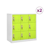 armoires à casiers 2 pcs gris clair et vert 90x45x92,5 cm acier 2