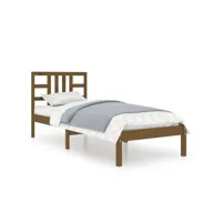 lit adulte-100 x 200 cm, cadre de lit, lit simple, structure de lit marron miel bois massif meuble pro jkf415355