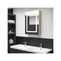 vidaxl armoire de salle de bain à miroir led blanc et chêne 50x13x70cm