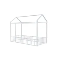 lit enfant lit cabane 90 x 200 cm lit en métal en blanc