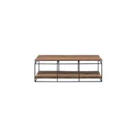 table basse rectangulaire fer-bois double plateau - phoenix - l 120 x l 70 x h 40 cm - neuf