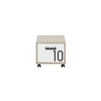 table de chevet 1 porte chêne-blanc - sporty - l 40 x l 35 x h 35 cm - neuf