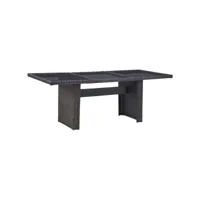 table à manger table à dîner  noir 200x100x74 cm verre et résine tressée meuble pro frco64183