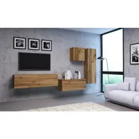 ensemble de meubles de salon 3 - chêne wotan - style moderne vivo set 3