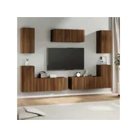 ensemble de meubles tv 7 pcs  bancs tv armoires de rangement chêne marron bois d'ingénierie meuble pro frco14958