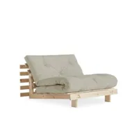 fauteuil convertible futon roots pin naturel tissu lin couchage 90 x 200 cm. 20100886746