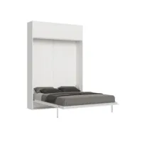 lit escamotable 160x190 avec 1 meuble haut bois blanc kanto