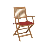 chaises pliables de jardin 4 pièces avec coussins bois d'acacia