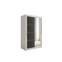 armoire de chambre tapila 2 avec tiroirs blanc/graphite 120 avec 2 portes coulissantes style contemporain penderie avec étagères