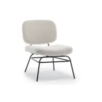 vlake - fauteuil lounge en métal et tissu bouclette - couleur - ecru