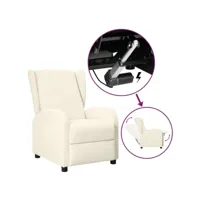 fauteuil inclinable releveur à oreilles  fauteuil de relaxation crème similicuir meuble pro frco28338