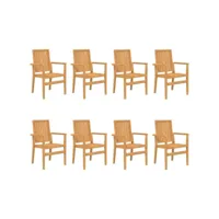 chaises de jardin empilables lot de 8 56,5x57,5x91 cm bois teck