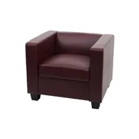 fauteuil chaise lounge lille ~ similicuir, rouge-brun