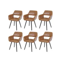 lot de 6 chaises de salle à manger hwc-a50 ii design rétro années 50 ~ similicuir imitation daim, pieds foncés