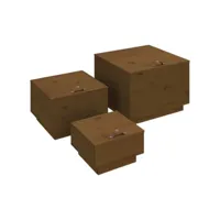 armoire de rangement, boîtes de rangement avec couvercles 3 pcs marron miel pks61065 meuble pro