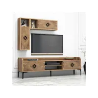 meuble tv et étagères murale lebon bois foncé