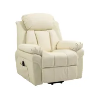 fauteuil releveur inclinable avec repose-pied ajustable - fauteuil de relaxation électrique - revêtement synthétique crème