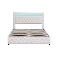 lit adulte lit coffre lit rembourré lit double 140 x 200 cm avecespace de rangement et éclairage led blanc