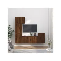 5 pcs ensemble de meubles tv - armoire télévision moderne  banc tv chêne marron bois d'ingénierie -neww16709