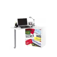 bureau informatique blanc et table pivotante - coloris: top secret 300 cool100bl300