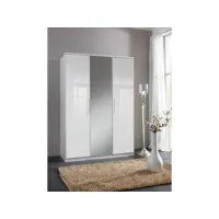 armoire de rangement gaby 2 portes laqués blanc brillant 1 porte miroir 20100891063