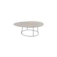 table basse ovale bois naturel-métal noir - arica n°2 - l 121 x l 80 x h 38 cm - neuf