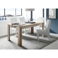 table à manger, table de repas rectangulaire en bois mdf coloris chêne cadix - longueur 180 x hauteur 79  x profondeur 90 cm