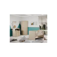 chambre bébé trio : lit 70 x 140 cm + armoire + commode a langer berry - cappuccino - trend team trend201560784