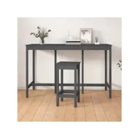 table haute table de bar - mange-debout gris 180x80x110 cm bois massif de pin meuble pro frco72533