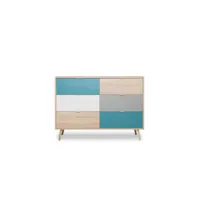 commode scandinave 6 tiroirs multicolore co7001